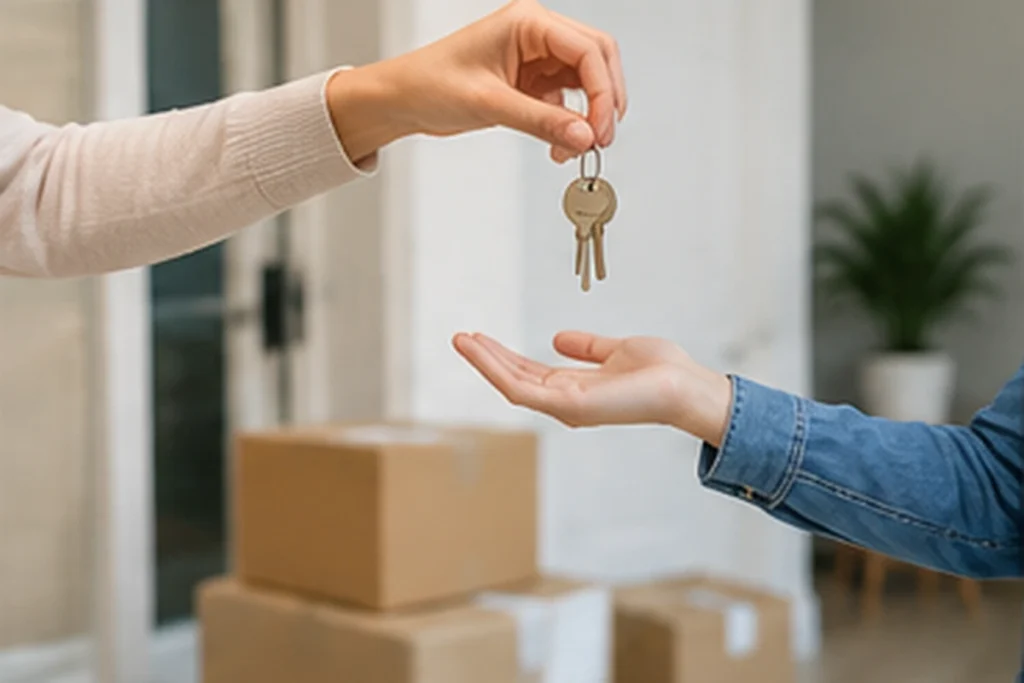 Handing over keys to a new rental home in Palm Beach County