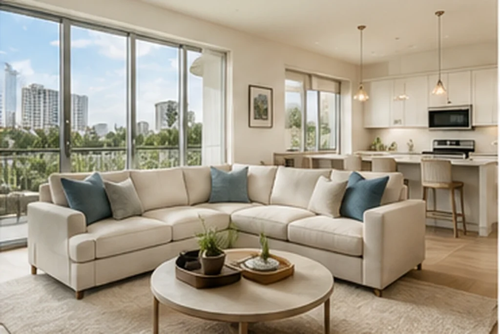 Modern furnished rental living room in Palm Beach County